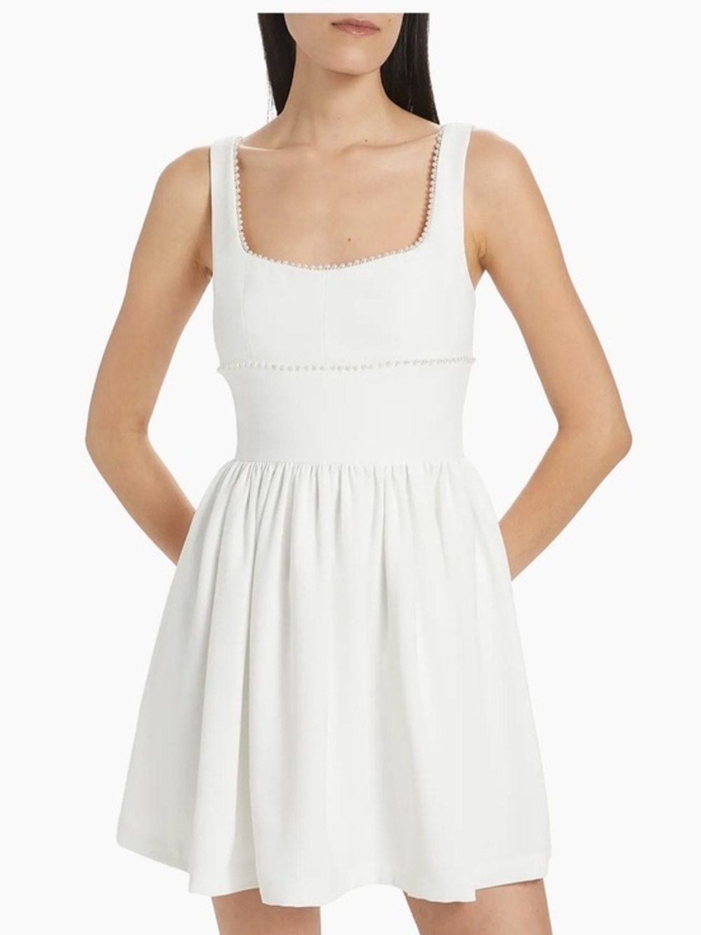 Amanda Uprichard Bijou Imitation Pearl-Trimmed Fit & Flare Minidress Size   M